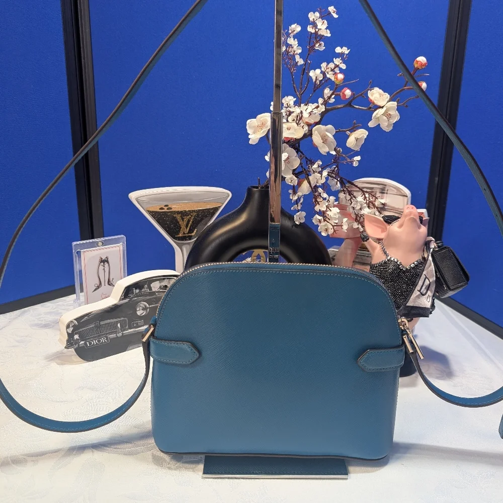Kate Spade Staci Dark Turquoise Blue Leather Dome Crossbody Bag - NEW!